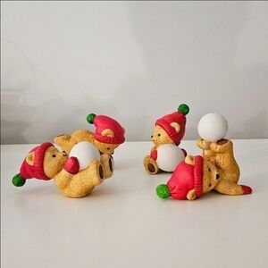 Set of Vintage Collectable Christmas Teddy Bears